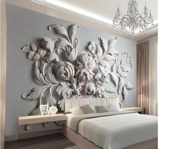 

3D фото обои на заказ 3D настенные росписи Европейский пион цветок тиснением ТВ фон