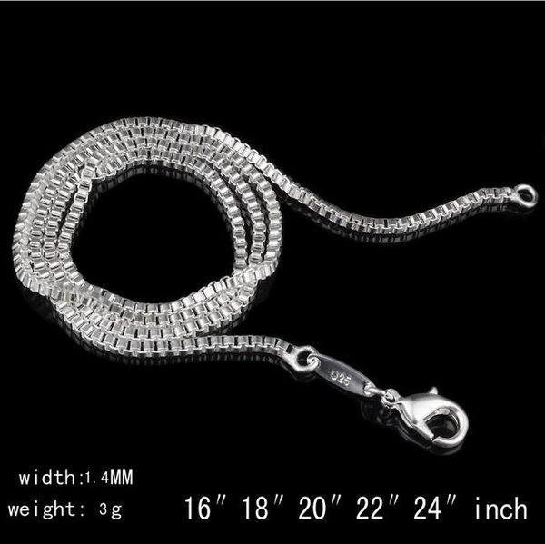 5 taglie disponibili Collana a catena in argento 925 Collana a catena con scatola Donna Uomo Bambini Gioielli da 16-24 pollici kolye collares G219