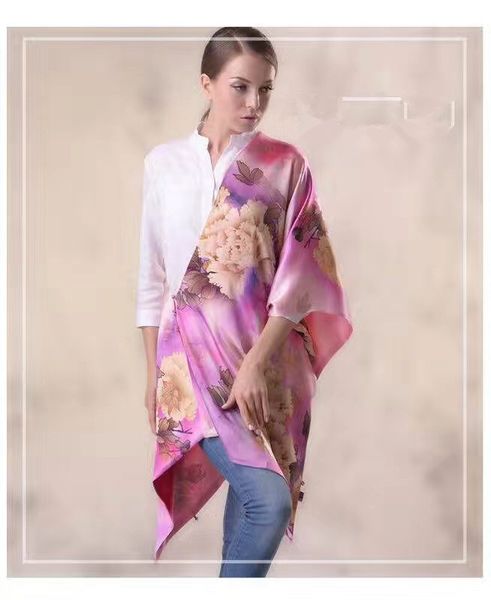 

2017 new 100% silk heavy thick long 2 ply womens scarf shawl wrap poncho mixed 5pcs/lot #4025, Blue;gray