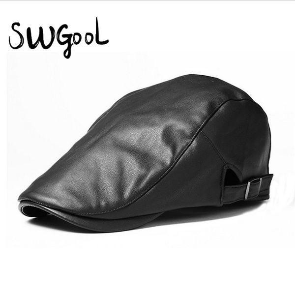 

wholesale-berets new fashion cap for men and women spring autumn and winter leather berets boinas caps winter warm hats cap, Blue;gray