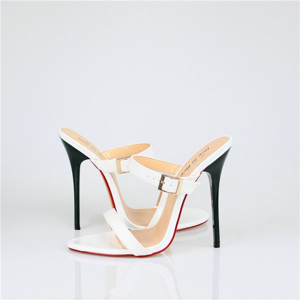 

13cm heel height pu round toe stiletto heel sandals no.a37, Black