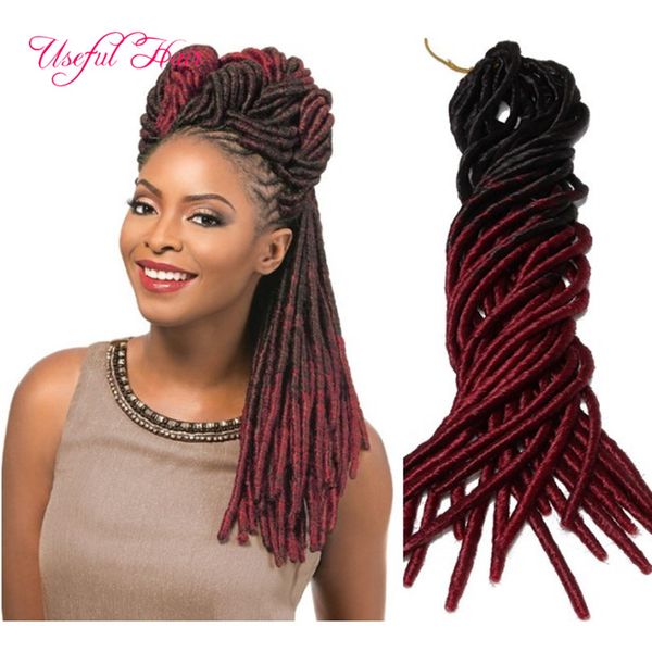 Dois tons reto dreadlocks tranças livres Expedição Extensão de cabelo sintético 20strandas / PCS Faux Locs Cabelo de Trança Sintética