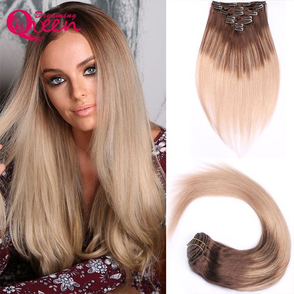 Clip In Straight Hair Extensions 100 Brazilian Virgin Human Hair