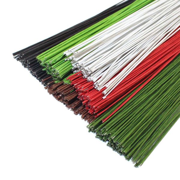 

wholesale-ccinee 50pcs #26 paper covered wire 0.45mm/0.0177inch diameter 40cm long iron wire used for diy nylon stocking flower making