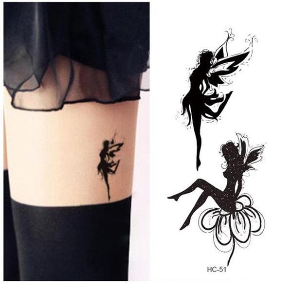 Acheter Imperméable Faux Tatouage Femmes Jambe Poitrine Sexy Temporaire Autocollant Flottant Ange Fée Fille Conception Scar Cover Tatouage Rapide De