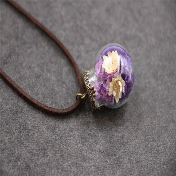 

ожерелья цветы небольшой флакон кулон ожерелье стеклянная бутылка воды кулон ожерелья ручной круглой формы сушеные цветы b58q, Silver