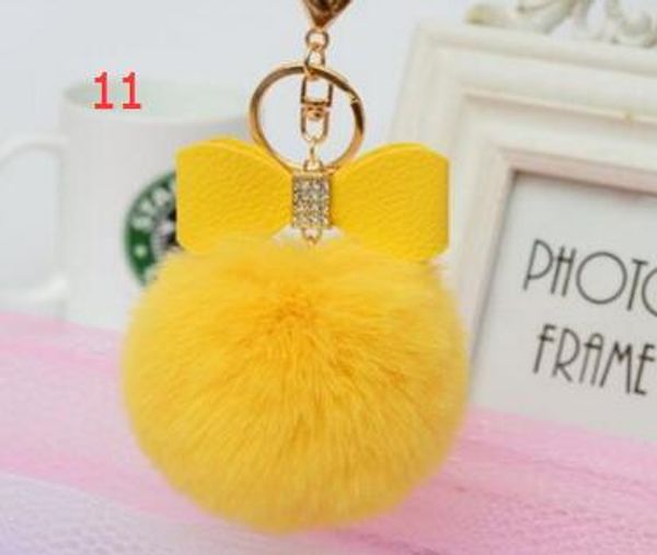 

fashion rabbit fur ball keychain ball pu bowknot key chains gold metal ball pom poms plush keychain car keyring bag earrings bags accessorie, Silver