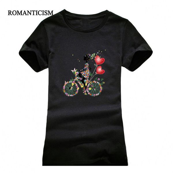 

wholesale- romanticism new slim t shirt women bicycle printed cotton kawaii t-shirt ladies fashion summer tees black white red grey