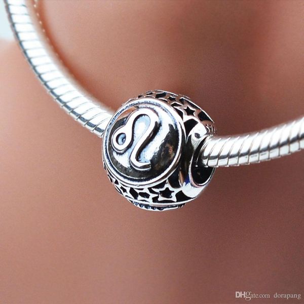 

edell 2017 new 12 constellation charm beads fits for original diy bracelet bangle authentic 925 sterling silver star sign bead, Black