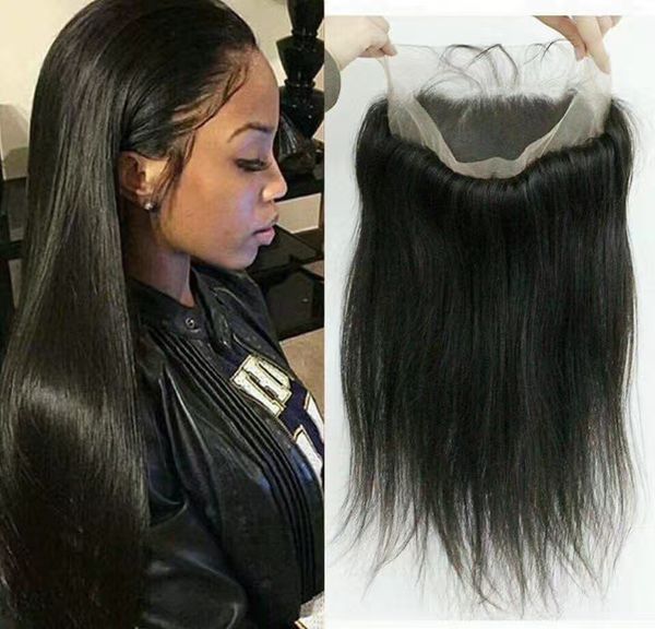 

grade pre plucked 360 lace frontal peruvian silk straight natural hairline hair frontal 360 lace virgin hair, Black