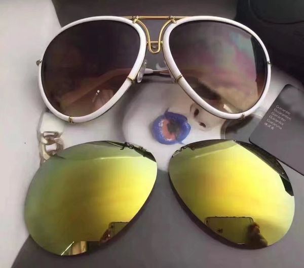 

прохладный мужчины design p8613 8613 c белый / синий lite silver mirror очки мода мужчин пилотную солнцезащитные очки с футляром нового, White;black