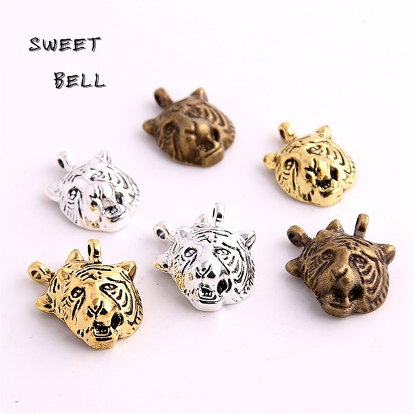 

SWEET BELL Min order 50pcs 13*19mm Metal Tiger Charms for Jewelry Making DIY Handmade Animals Tiger Pendant Charms D6130