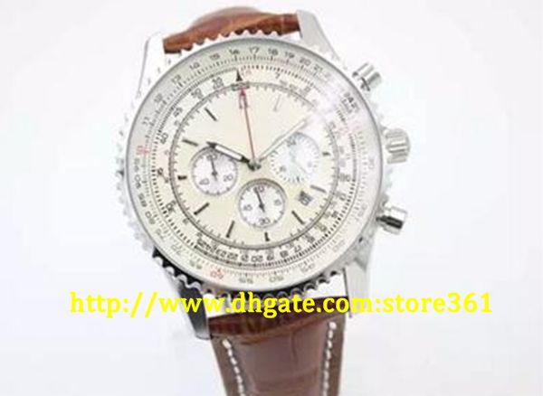 

store361 new arrive chronometer certified quartz men's watch white face bluted case platinum skeleton a24322 leather belt male satch ma, Slivery;brown