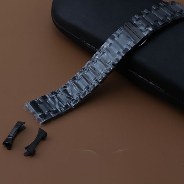 Schwarzes Uhrenarmband, 14 mm, 15 mm, 16 mm, 17 mm, 18 mm, 19 mm, 20 mm, 21 mm, 22 mm, 24 mm, für Herren-Armbanduhr-Zubehör, Schmetterlingseinsatz, gebogenes Uhrenarmband