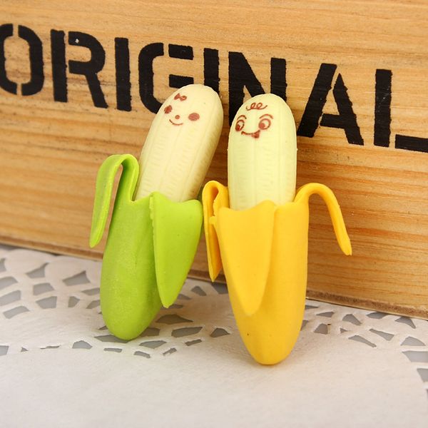 Großhandel - 2 Teile/los Kawaii Niedliche Bananen-Radiergummi-Frucht-Bleistift-Gummi-Neuheit für Kinderspielzeug-Kindertagsgeschenk