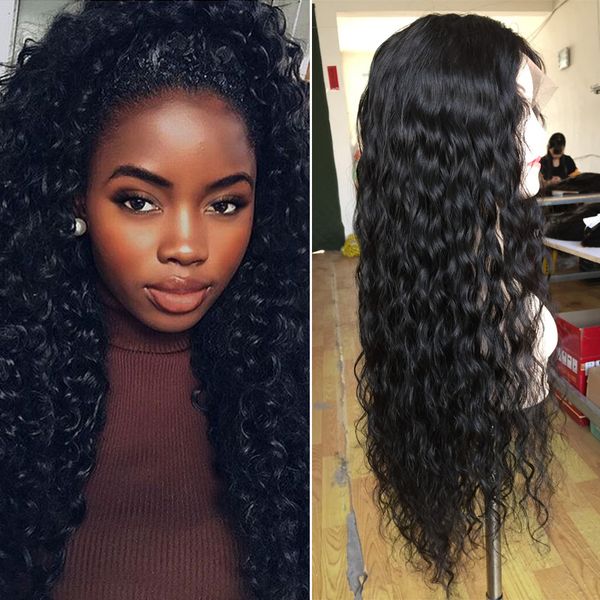 

unprocessed brazilian hair lace front wigs for black women african american wigs curly human hair wigs, Black;brown