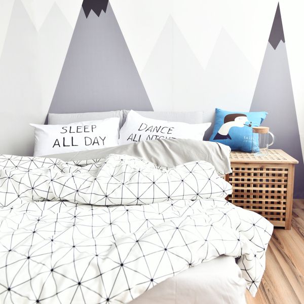 Fashion Black White Color 100 Cotton Twin Queen Size Bedding Set