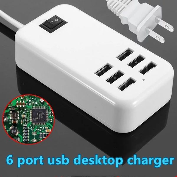 

Universal 30W 5V 6A Portable 6 Ports USB Wall Travel Charger USB Desktop Wall Charger Hub Multi Port Rapid Adapter EU US UK for ipad iphone