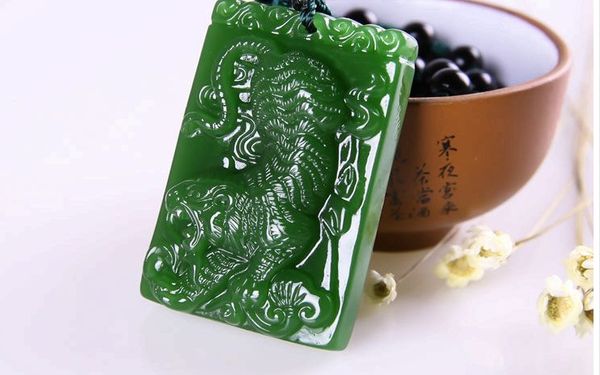 

manual sculpture jasper tiger (talisman). necklace pendant, Silver