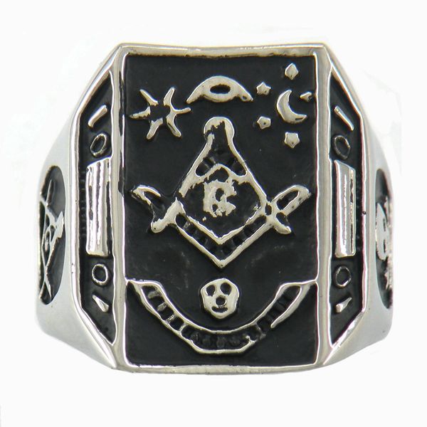 

fanssteel stainless steel mens or wemens jewelry masonaryaude vide tace master masons masonic ring with sun moon stars ring 9w76, Silver