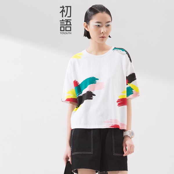 

wholesale- toyouth 2017 printed funny t shirts new arrival women summer women clothing half sleeve female o-neck loose cotton lady, White
