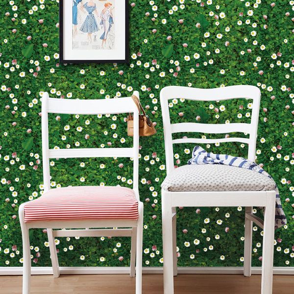 White Flowers Green Grass Wall Stickers Home Decor Wall Decal Floor Decor Wall Border Wallpaper Poster Background Graphic Mural Hanging Art Wall