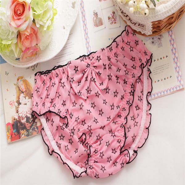 

3pcs chiffon bowknot briefs lovely girl underwear underpants, Black;pink