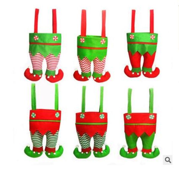 

elf pants stocking christmas decorations ornament xmas fabric candy bag festival party accessory gifts 6 colors ing