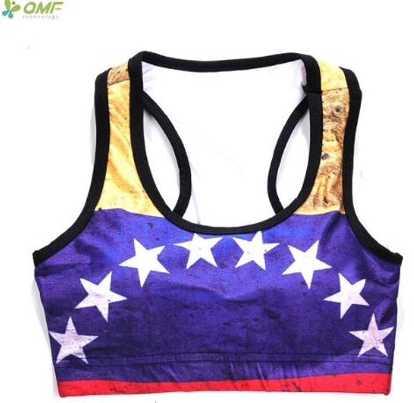 

wonder woman sports bras fitness underwear yoga bra golden blue white star running vests bras sleeveless cropped, White;red