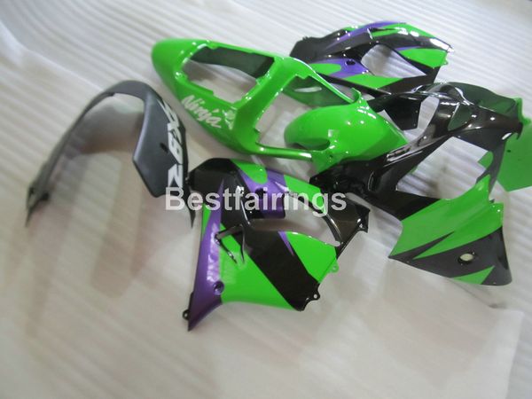 Kawasaki Ninja ZX9R için aftermarket vücut parçaları kaporta kiti 02 03 yeşil siyah alevler gümüş fairings seti ZX9R 2002 2003 IU21