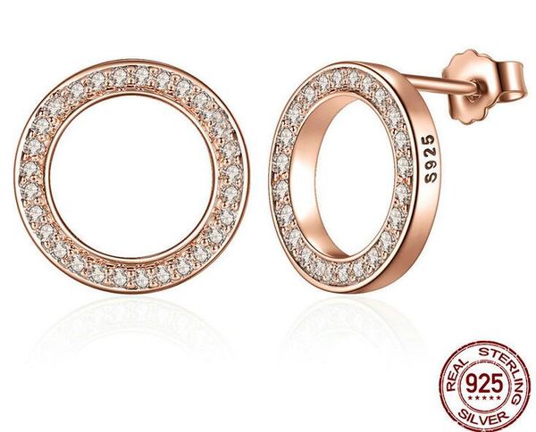 

diamond studded round rose gold stud earrings earrings s925 sterling silver earrings charm wedding jewelry 2017 jewelry, Golden