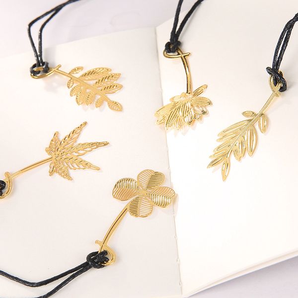 

unique leaf hollow metal bookmarks for women book lovers gold 4 styles 122353