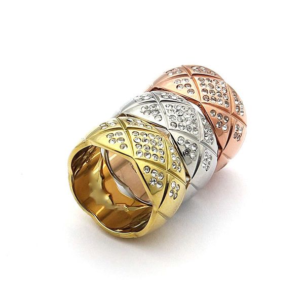 

titanium steel accessories wholesale cutting pattern belt drill ring 18k rose gold and diamond ring with a wide and narrow ring, Silver