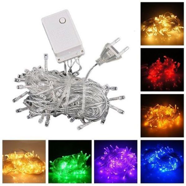 AC 110V 220V 20m 200leds Lâmpada de Natal Festa de Casamento Casa Casa Decoração LED ao ar livre String Fairy Light Garland UE / EUA Plug