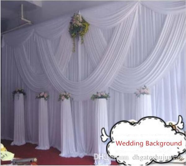 

dhl fedex 10ft * 20ft white wedding curtain with swags romantic wedding stage backdrops decoration