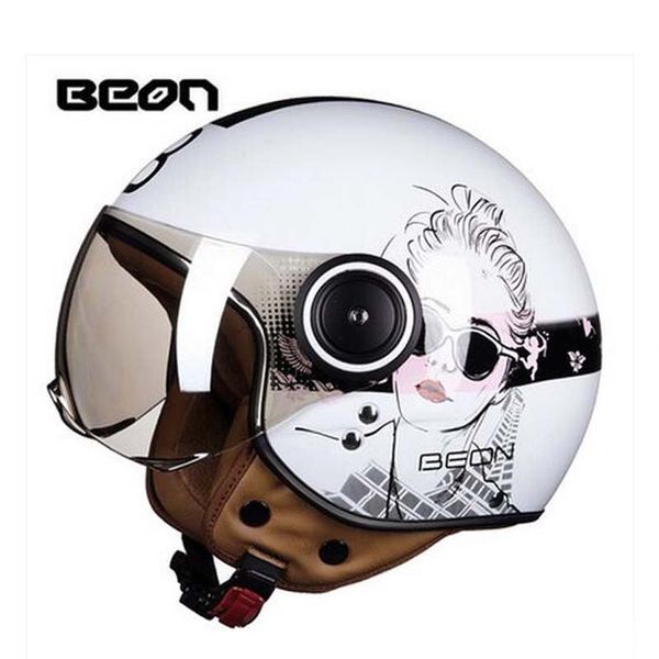 

2019 summer new beon retro motorcycle helmet abs half face motorbike vehicles running helmets four seasons with girl design b-110b