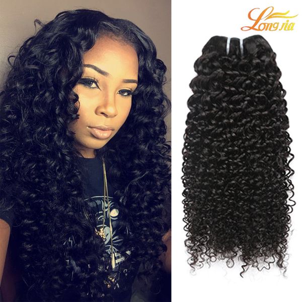 

8a brazilian kinky curly hair bundles peruvian malaysian indian human virgin hair weave weft curly bundles natural color machine double weft, Black