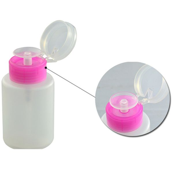 

wholesale- 150 ml pink pump empty liquid liquid press nail polish remover cleaner bottle dispenser nail empty bottle, Black