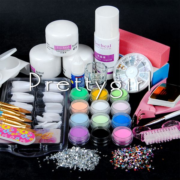 

wholesale- new pro item nail art liquid powder brush pen glitter powder decoration cuticle acrylic nail kit manicure tools sets
