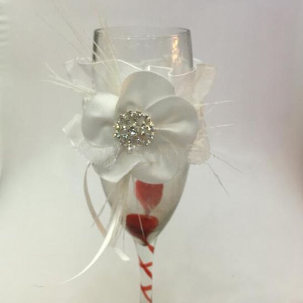 

wholesale- elegant 1pc flower pattern wedding toasting glasses cup cover decoration wedding cup cover bride & groom handmade high quality
