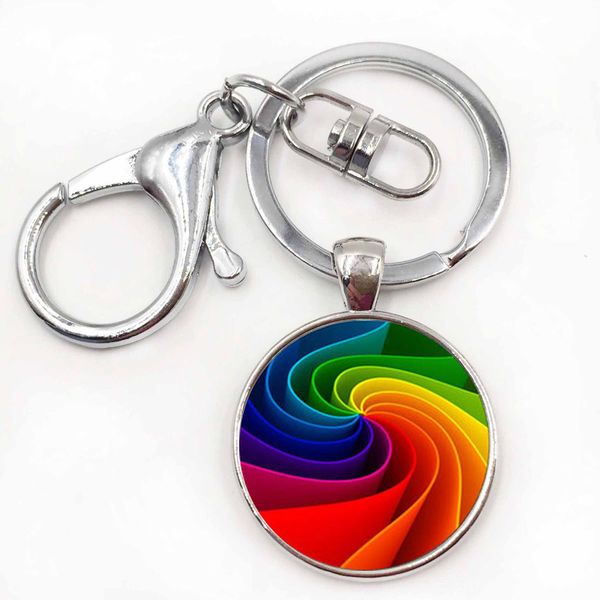 

Colorful rainbow flower button flag cry tal keychain jewelry whole ale fa hion ilver keychain for gay