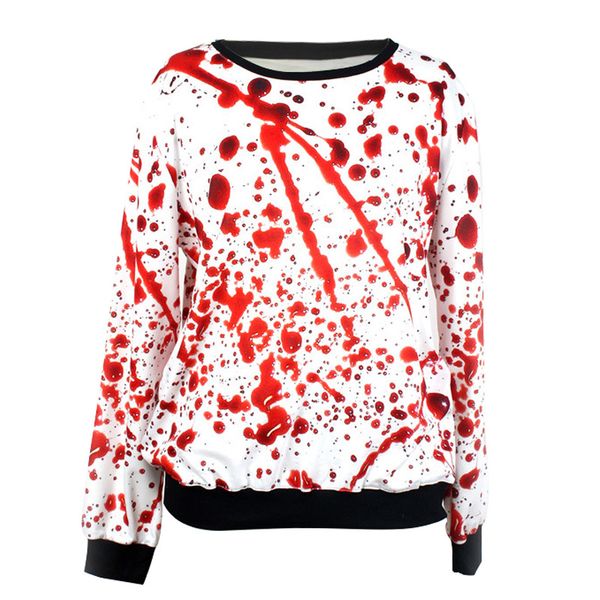 

One Size Halloween Pullover Hip hop Women O-Neck Long Sleeves Hoodies Women Pattern Printed High quality Scary Style Tops