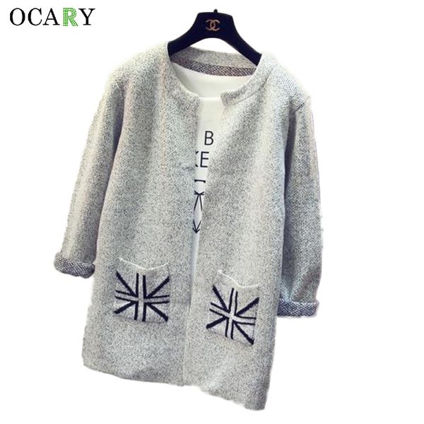 

Wholesale- Autumn Winter Women Cardigans Printed Sweater Mujer 2016 Crochet Body Tops Long Cardigans Gilet Femme Manche Longue Plus Size