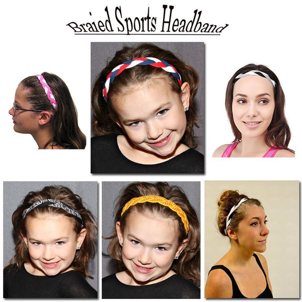 

2017 braided headbands no slip grip sports headband, Silver