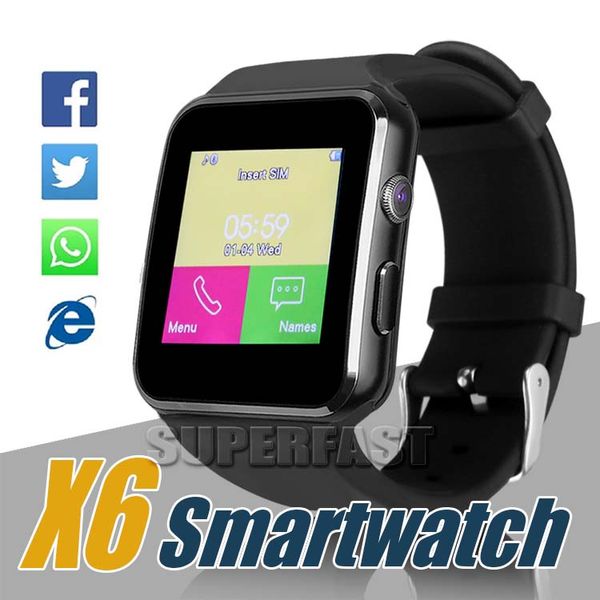 

SmartWatch Изогнутый Экран X6 Smart Watch Браслет Часы Поддержка Камеры SIM-карты Слот TF-Карты Для LG Samsung Android Мобильный Телефон с Розничной Коробке