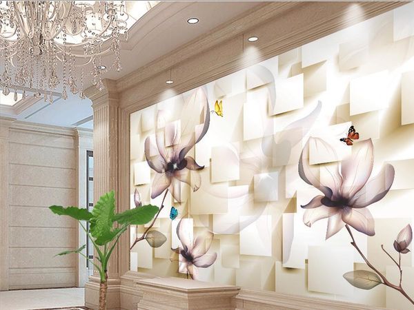 

stylish transparent magnolia 3d stereo box background wall murals mural 3d wallpaper 3d wall papers for tv backdrop