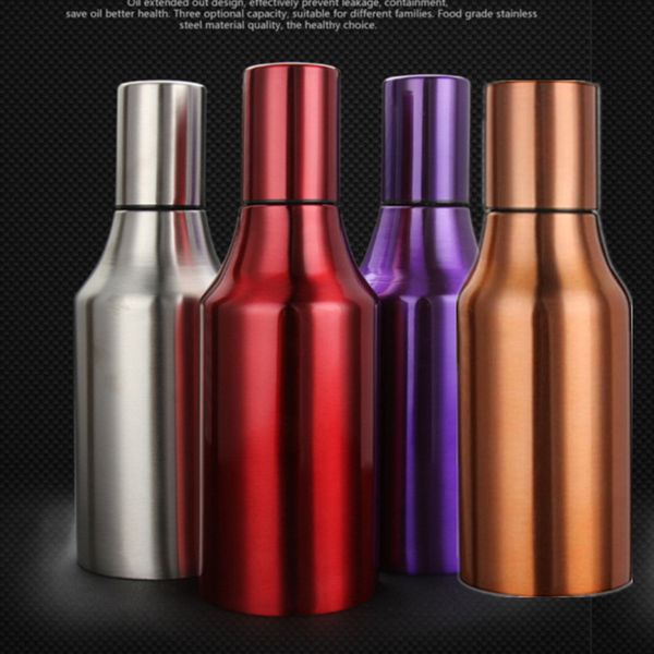 

wholesale- 750ml stainless steel leak-proof oiler spice jar soy sauce bottle creative cruet vinegar oil bottle pot kitchen supplies 4 color