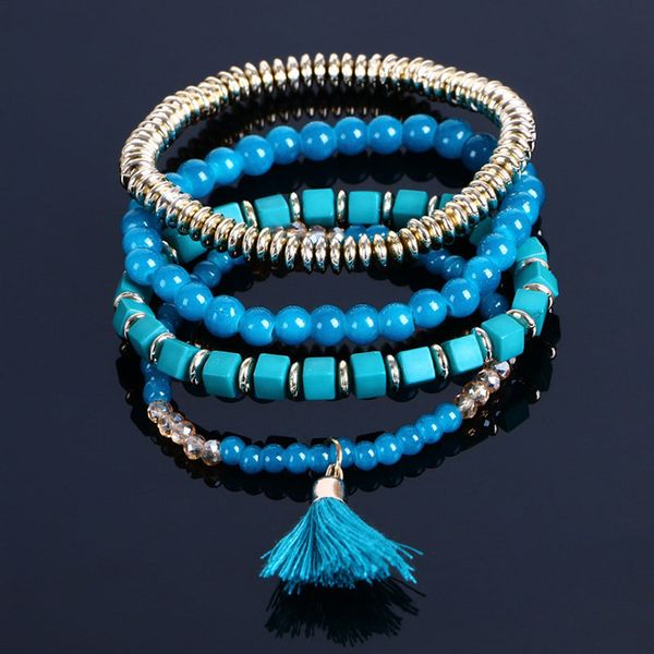 

fashion bohemia style fringed beads bracelet multi-layer beaded strands bracelet jewelry bracelets for women christmas gifts, Golden;silver