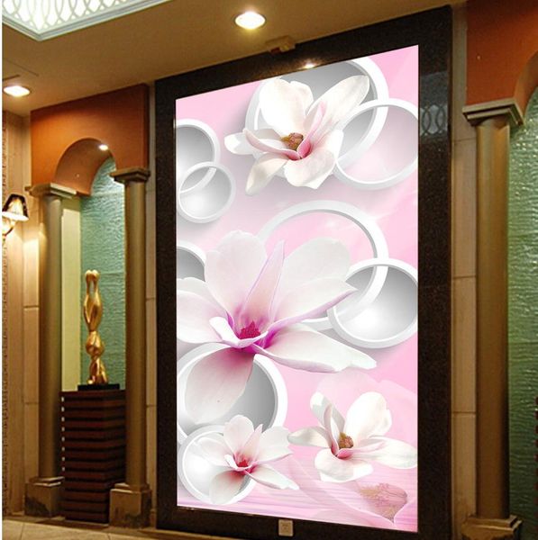 

customize size modern magnolia flower mural 3d wallpaper 3d wall papers for tv backdrop