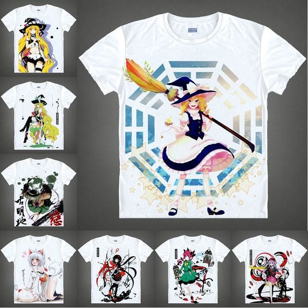 

japanese anime shirt touhou project t-shirts multi-style short sleeve kirisame marisa konpaku youmu cosplay costume kawaii gift, White;black